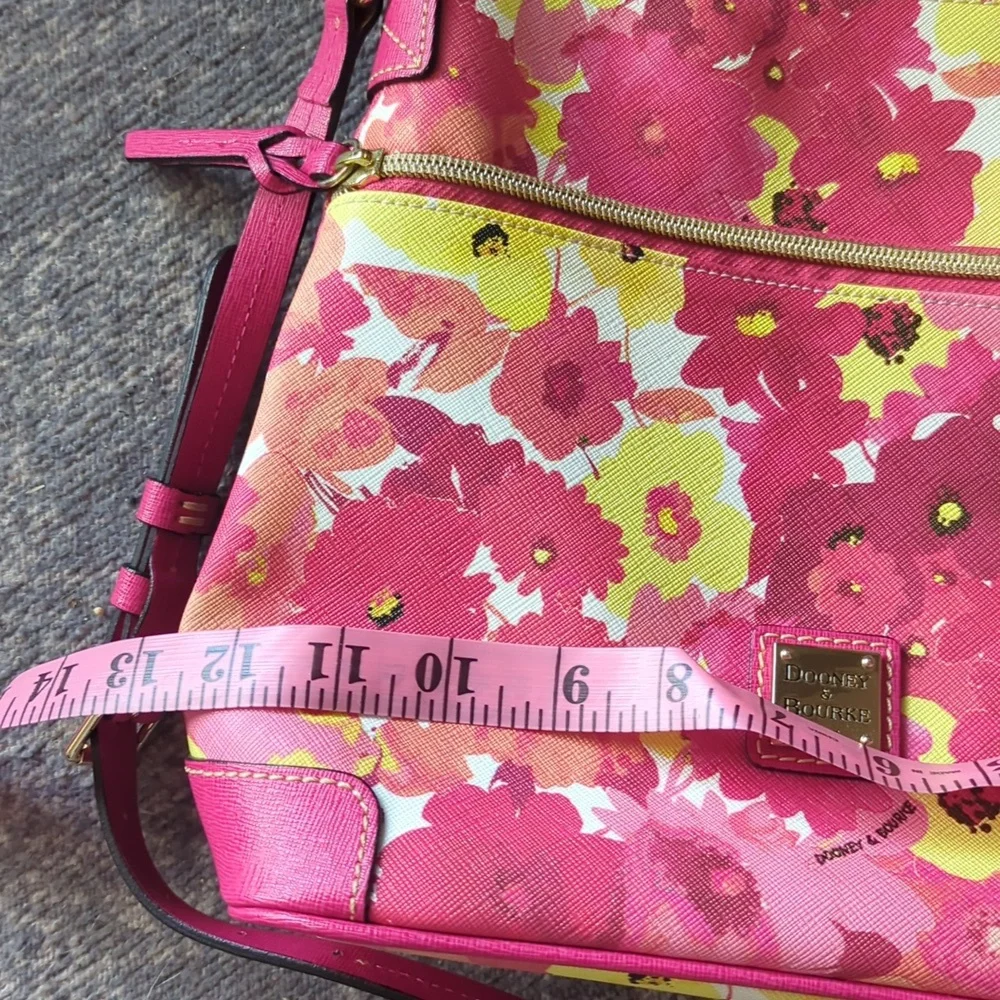 Dooney and Bourke floral Orange Pink And Yellow Print Crossbody Bag - Picture 6 of 7
